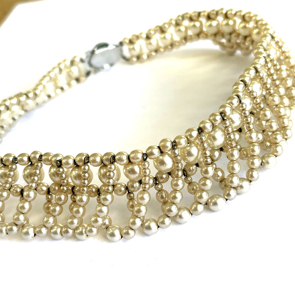 1950's Pearl Rope Choker Necklace-Vintageonline-Vintage Online
