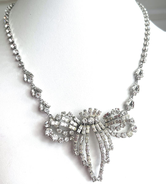 1950's Rhinestone Necklace and Earrings Set-Vintageonline-Vintage Online