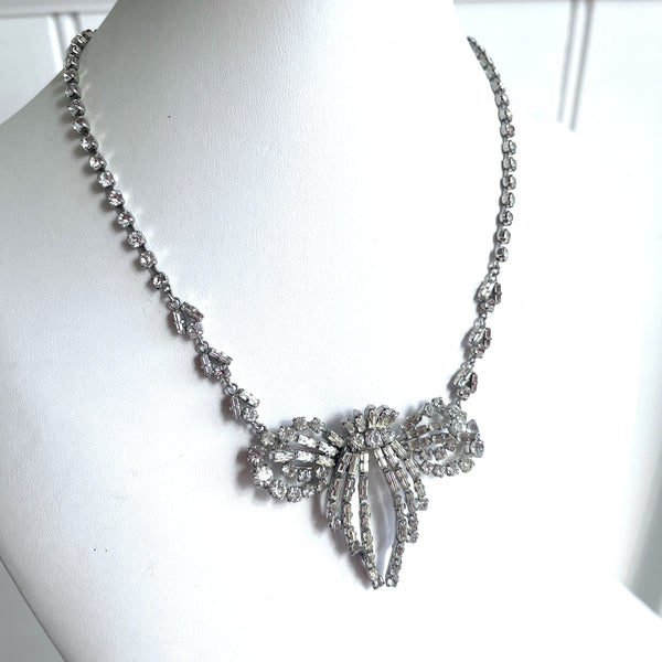 1950's Rhinestone Necklace and Earrings Set-Vintageonline-Vintage Online