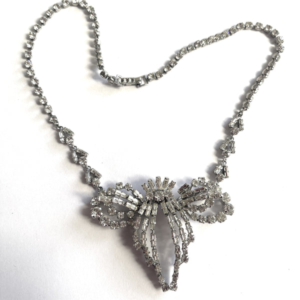 1950's Rhinestone Necklace and Earrings Set-Vintageonline-Vintage Online