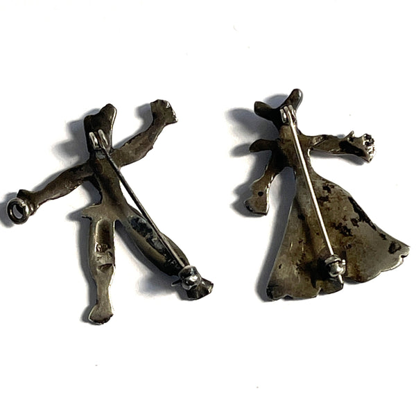 1950's Silver tone Ragdoll Scatter Pin Brooches-Vintageonline-Vintage Online