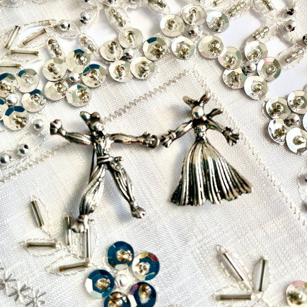 1950's Silver tone Ragdoll Scatter Pin Brooches-Vintageonline-Vintage Online