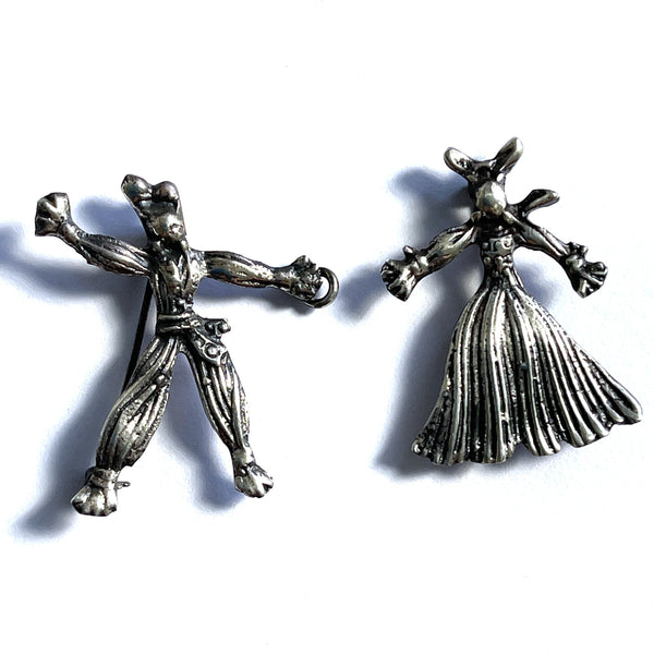 1950's Silver tone Ragdoll Scatter Pin Brooches-Vintageonline-Vintage Online