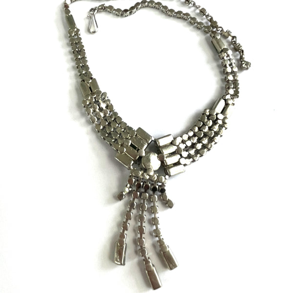 1950's Vintage Green And Clear Rhinestone Necklace.-Vintageonline-Vintage Online