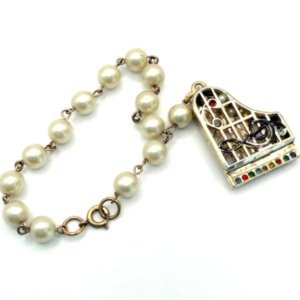 1950's Vintage Piano Charm Bracelet-Vintageonline-Vintage Online