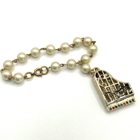 1950's Vintage Piano Charm Bracelet-Vintageonline-Vintage Online