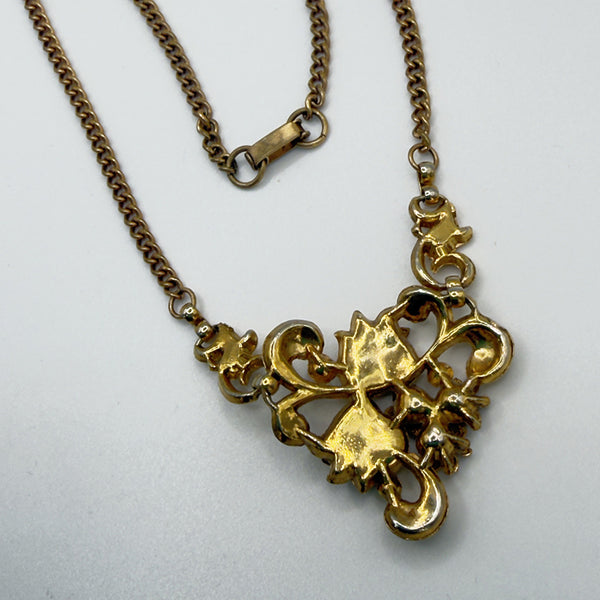 1950's Vintage Purple Rhinestone Pendant Necklace-Vintageonline-Vintage Online