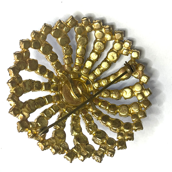 1960's Blue Rhinestone Pinwheel Vintage Brooch-Vintageonline-Vintage Online