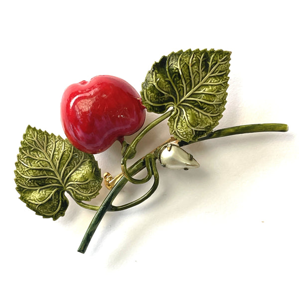 Original by Robert 1960's Enamelled Cherry Brooch-Original by Robert-Vintage Online