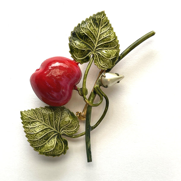 Original by Robert 1960's Enamelled Cherry Brooch-Original by Robert-Vintage Online