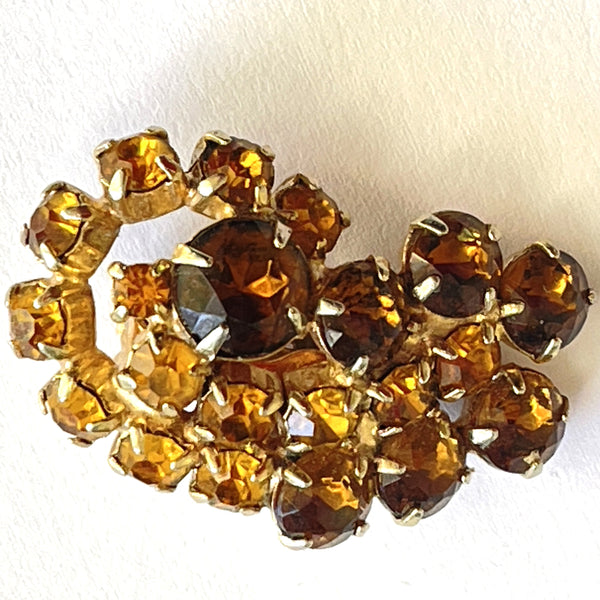 1960's Vintage Autumn Tonings Rhinestone Earrings-Vintageonline-Vintage Online
