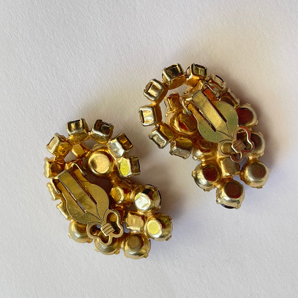 1960's Vintage Autumn Tonings Rhinestone Earrings-Vintageonline-Vintage Online