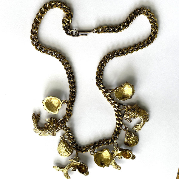 1980's Deadstock UK Gold tone Charm Necklace-Vintage Online-Vintage Online
