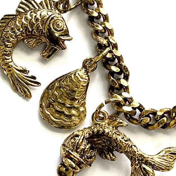 1980's Deadstock UK Gold tone Charm Necklace-Vintage Online-Vintage Online