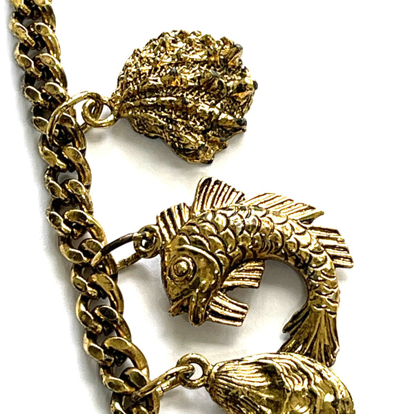 1980's Deadstock UK Gold tone Charm Necklace-Vintage Online-Vintage Online