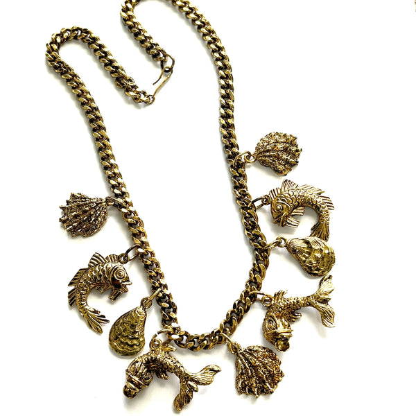 1980's Deadstock UK Gold tone Charm Necklace-Vintage Online-Vintage Online