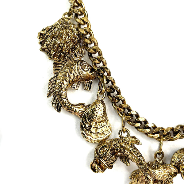 1980's Deadstock UK Gold tone Charm Necklace-Vintage Online-Vintage Online