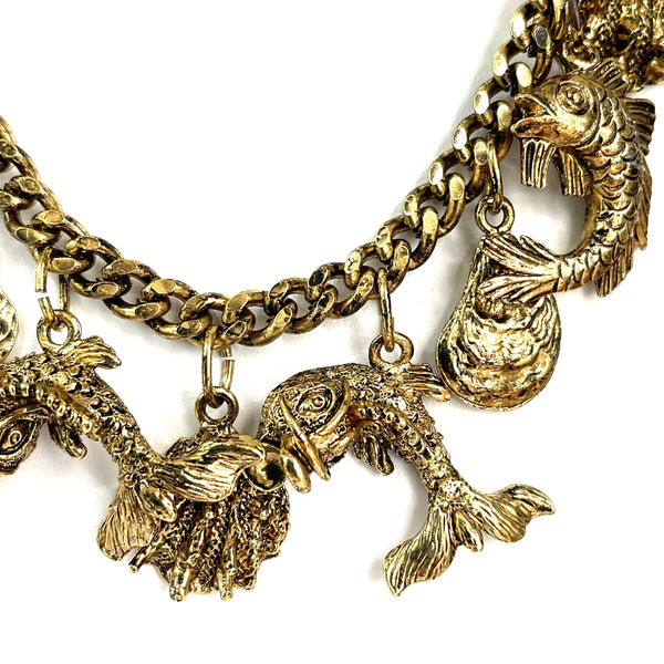 1980's Deadstock UK Gold tone Charm Necklace-Vintage Online-Vintage Online