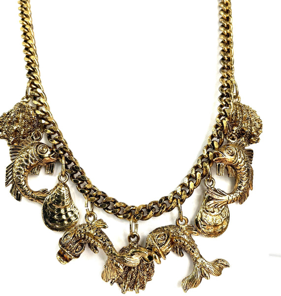 1980's Deadstock UK Gold tone Charm Necklace-Vintage Online-Vintage Online