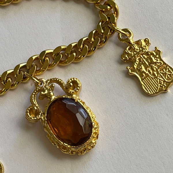 1980's Original Stock Gold tone Necklace With Charms-Vintageonline-Vintage Online