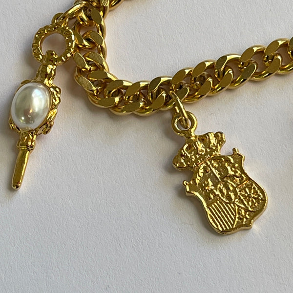 1980's Original Stock Gold tone Necklace With Charms-Vintageonline-Vintage Online