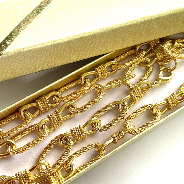 1980's Whare house Stock Gold tone Chain Necklace-Vintageonline-Vintage Online