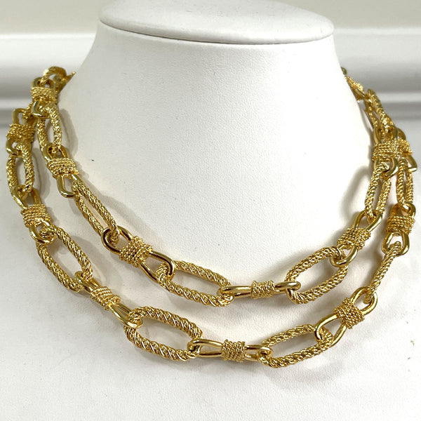 1980's Whare house Stock Gold tone Chain Necklace-Vintageonline-Vintage Online
