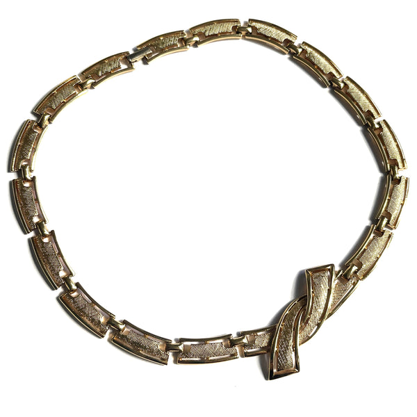 1990's Modernist Gold tone Choker Necklace-Vintageonline-Vintage Online
