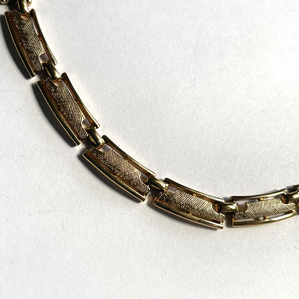 1990's Modernist Gold tone Choker Necklace-Vintageonline-Vintage Online