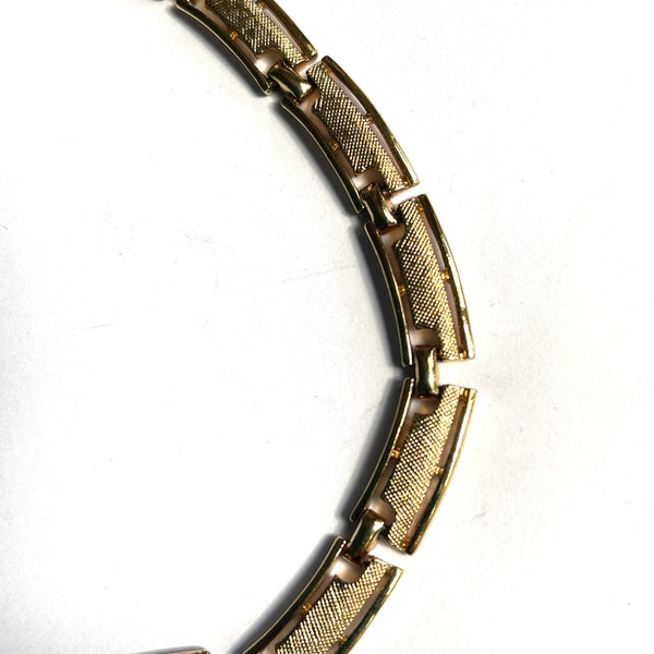1990's Modernist Gold tone Choker Necklace-Vintageonline-Vintage Online
