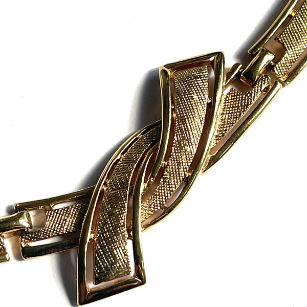 1990's Modernist Gold tone Choker Necklace-Vintageonline-Vintage Online