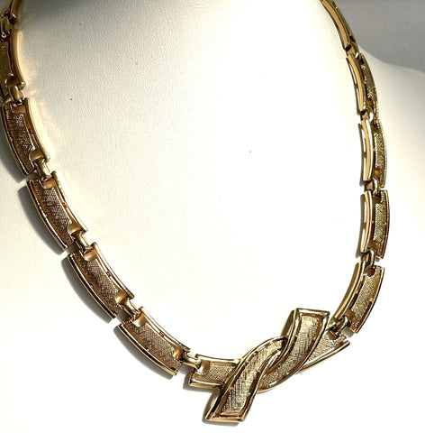 1990's Modernist Gold tone Choker Necklace-Vintageonline-Vintage Online