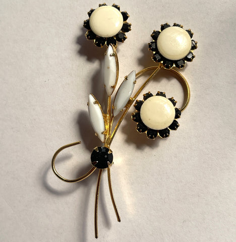 60's Floral Spray Brooch-Vintageonline-Vintage Online