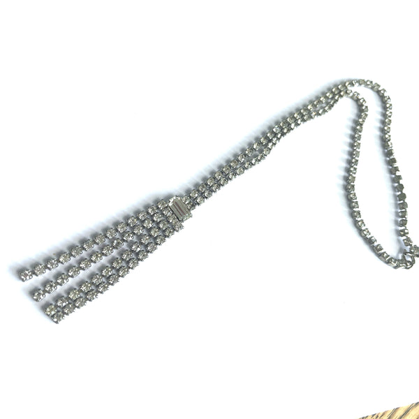 60's Pendant Rhinestone necklace-Vintageonline-Vintage Online