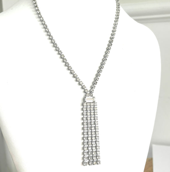 60's Pendant Rhinestone necklace-Vintageonline-Vintage Online