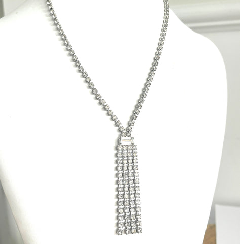 60's Pendant Rhinestone necklace-Vintageonline-Vintage Online