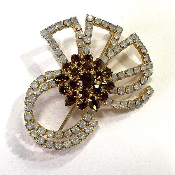 60's Rhinestone Freeform Brooch-Vintageonline-Vintage Online