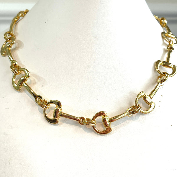 80's Gold tone Choker necklace-Vintageonline-Vintage Online