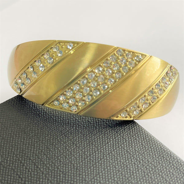 80's Rhinestone Set Hinged Bangle-Vintageonline-Vintage Online