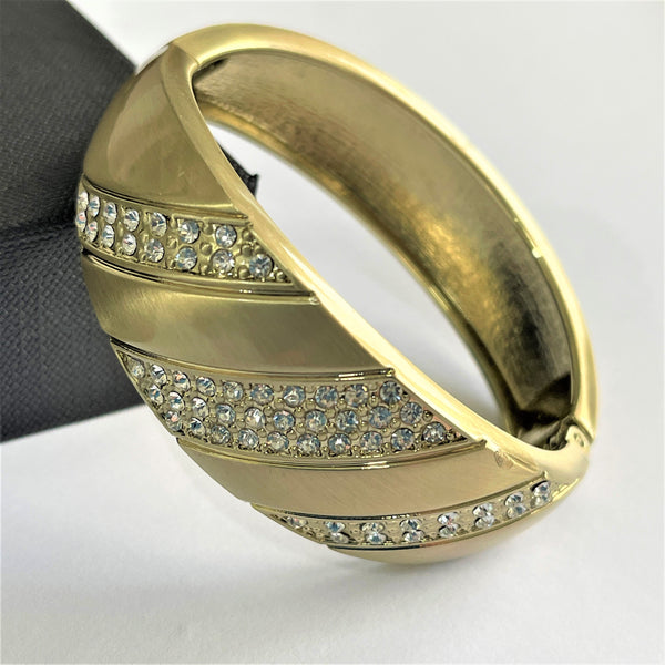 80's Rhinestone Set Hinged Bangle-Vintageonline-Vintage Online