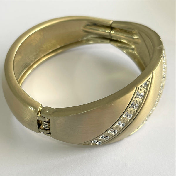 80's Rhinestone Set Hinged Bangle-Vintageonline-Vintage Online