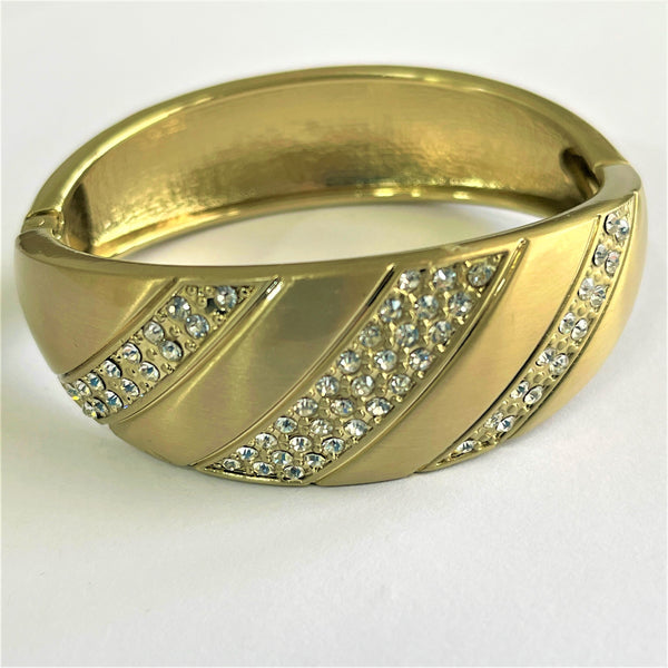 80's Rhinestone Set Hinged Bangle-Vintageonline-Vintage Online