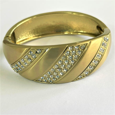 80's Rhinestone Set Hinged Bangle-Vintageonline-Vintage Online