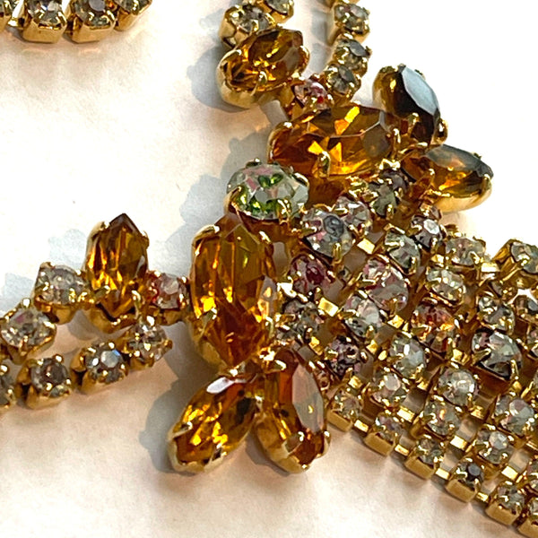 Amber Rhinestone Necklace-Vintageonline-Vintage Online