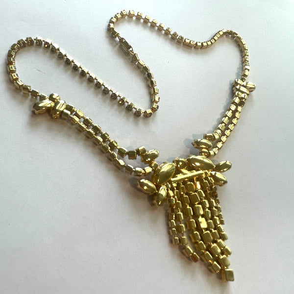 Amber Rhinestone Necklace-Vintageonline-Vintage Online