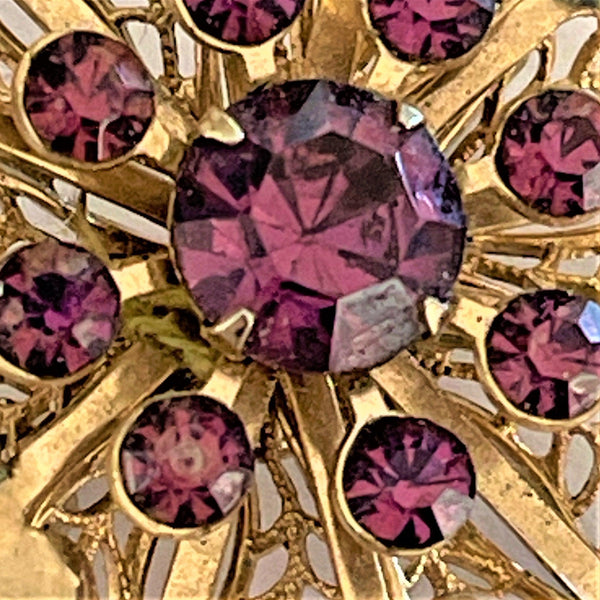 Amethyst Rhinestone Vintage Brooch-Vintageonline-Vintage Online