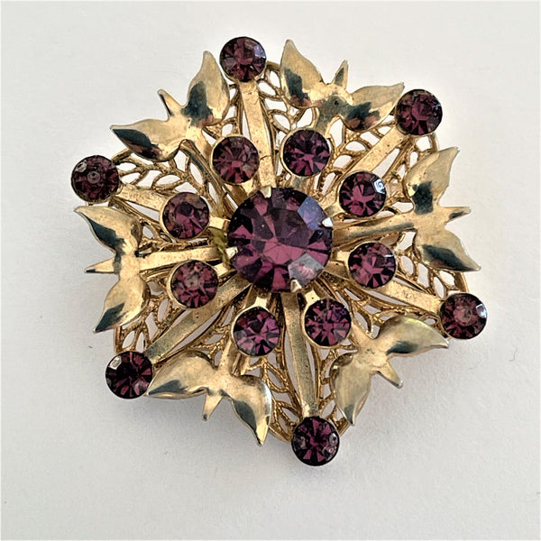 Amethyst Rhinestone Vintage Brooch-Vintageonline-Vintage Online