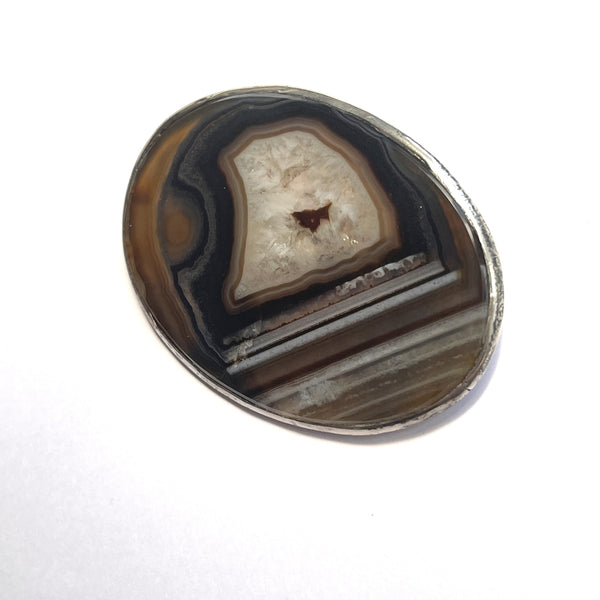 Antique Banded Agate Brooch-Vintageonline-Vintage Online