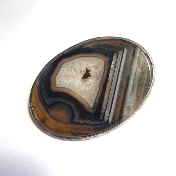 Antique Banded Agate Brooch-Vintageonline-Vintage Online