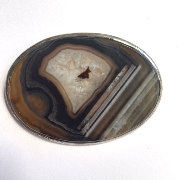 Antique Banded Agate Brooch-Vintageonline-Vintage Online